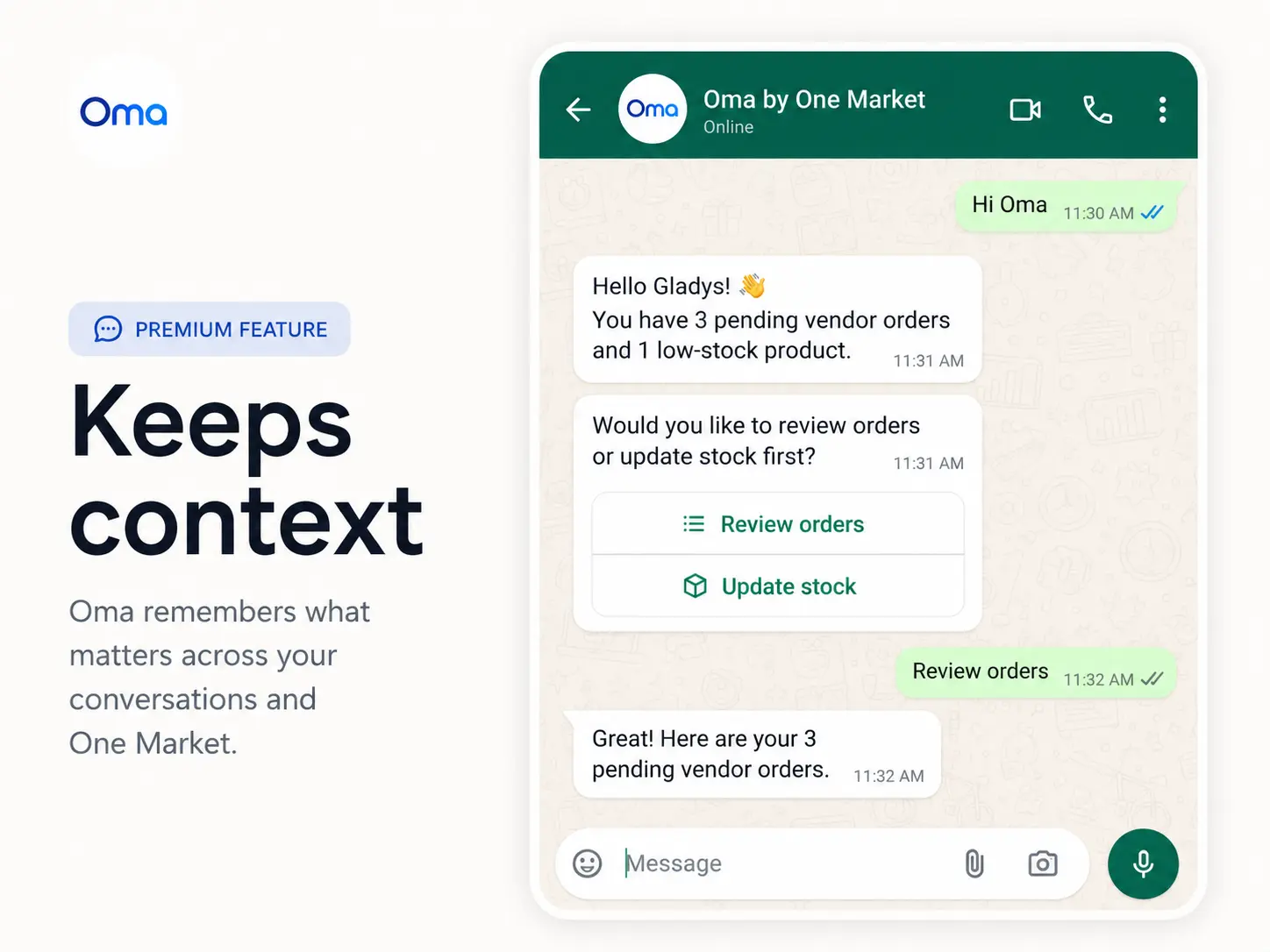 Oma context feature visual