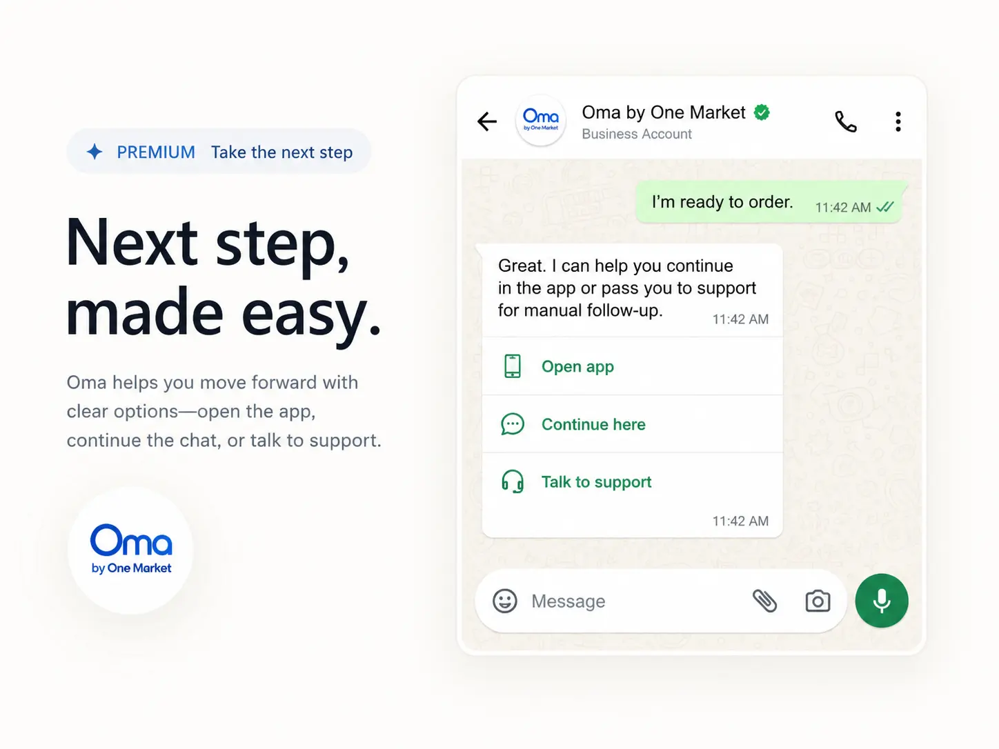 Oma next step feature visual