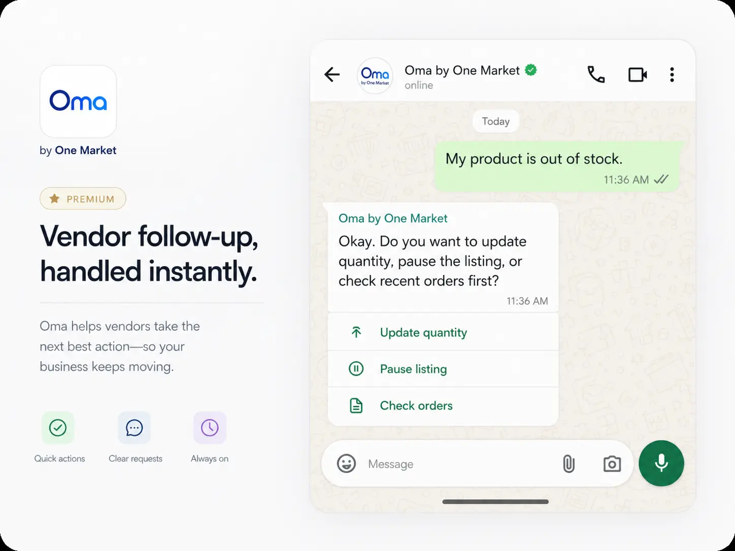 Oma vendor flow feature visual