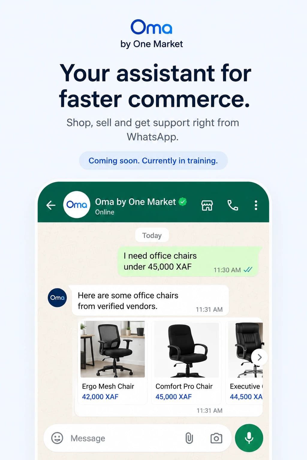 Oma product reveal hero visual for mobile